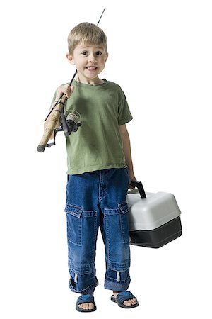 photos of little boy fishing - Portrait of a boy holding a fishing rod Stock Photo - Premium Royalty-Free, Code: 640-01348617