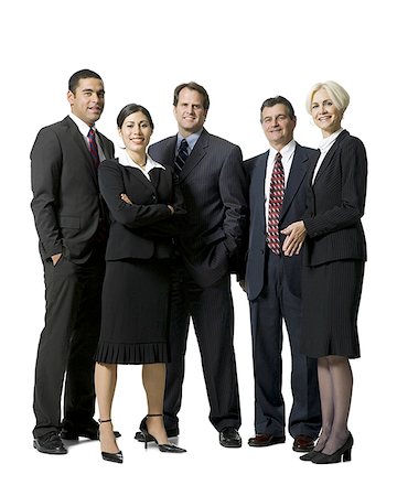 executive standing white background - Portrait of five businesspeople smiling Stock Photo - Premium Royalty-Free, Code: 640-01354061