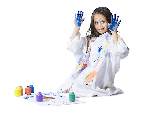 finger painting - Young girl finger painting Stock Photo - Premium Royalty-Free, Code: 640-01355933