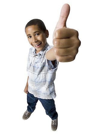 simsearch:640-02767716,k - High angle view of a boy showing a thumbs up sign Stock Photo - Premium Royalty-Free, Code: 640-01356922