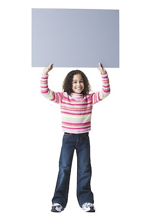 simsearch:640-01357979,k - Portrait of a girl holding a blank sign up of her head Stock Photo - Premium Royalty-Free, Code: 640-01357231