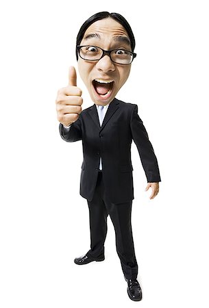 satire - Funny businessman giving thumbs up signal Stock Photo - Premium Royalty-Free, Code: 640-01357464