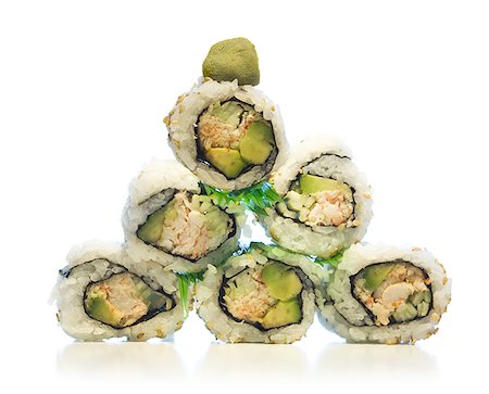 simsearch:640-01354413,k - Close-up of a stack of sushi rolls Foto de stock - Sin royalties Premium, Código: 640-01358233
