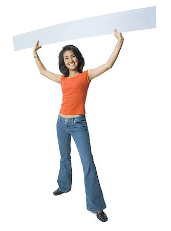 simsearch:640-01349238,k - Portrait of a young woman holding up a blank sign Stock Photo - Premium Royalty-Free, Code: 640-01359660