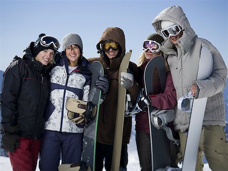 simsearch:400-05729509,k - Portrait of a group of skiers and boarders Stock Photo - Premium Royalty-Free, Code: 640-01351124