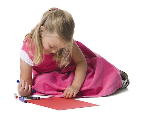 simsearch:640-01351381,k - Gros plan d'une jeune fille de dessin sur une feuille de papier Photographie de stock - Premium Libres de Droits, Code: 640-01351381