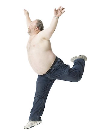 fat man full body - Close-up of a mature man with his arms outstretched Stock Photo - Premium Royalty-Free, Code: 640-01353097