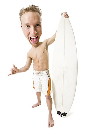 satire - Caricature of surfer with surfboard Stock Photo - Premium Royalty-Free, Code: 640-01364137
