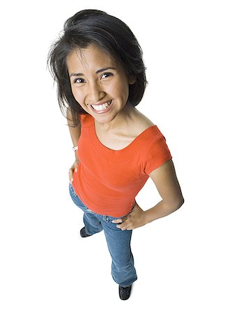 simsearch:640-02767716,k - High angle view of a young woman smiling Stock Photo - Premium Royalty-Free, Code: 640-01364399