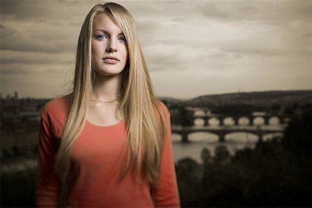 Portrait of a teenage girl looking serious Stock Photo - Premium Royalty-Free, Code: 640-01365600