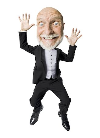 person surprised and scared full body - Portrait of a senior man shouting Stock Photo - Premium Royalty-Free, Code: 640-01366061