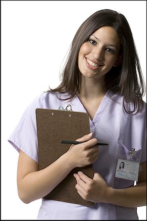 simsearch:640-01364042,k - Portrait of a female nurse holding a clipboard Stock Photo - Premium Royalty-Free, Code: 640-01360741