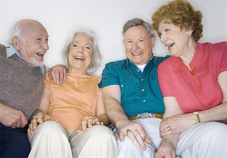 funny old people faces - Portrait of two senior couples sitting together smiling Stock Photo - Premium Royalty-Free, Code: 640-01363585