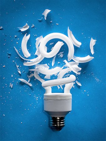 simsearch:640-01362739,k - Shattered energy efficient light bulb Stock Photo - Premium Royalty-Free, Code: 640-01575054