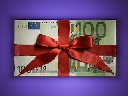 One hundred Euro banknote with red ribbon Stock Photo - Premium Royalty-Free, Code: 640-01575060