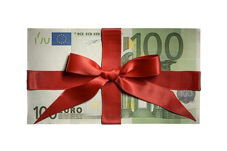 One hundred Euro banknote with red ribbon Stock Photo - Premium Royalty-Free, Code: 640-01575061