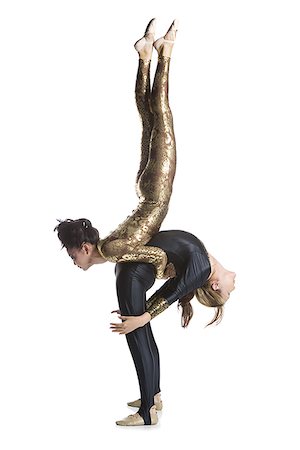 Female contortionist duo performing Foto de stock - Sin royalties Premium, Código: 640-02764832