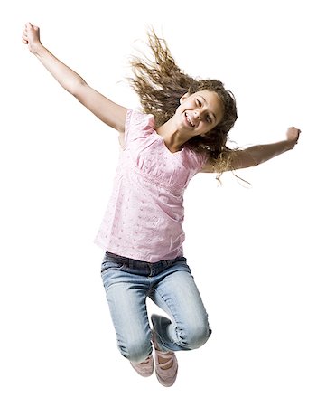 simsearch:640-01601671,k - Girl jumping and smiling Stock Photo - Premium Royalty-Free, Code: 640-02765371