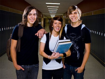 Two male and one female High School Students. Stock Photo - Premium Royalty-Free, Code: 640-02776318