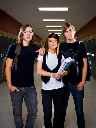 simsearch:640-02765460,k - Two male and one female High School Students. Stock Photo - Premium Royalty-Free, Code: 640-02776319