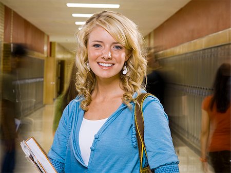 female student locker - High School girl at school. Stock Photo - Premium Royalty-Free, Code: 640-02776378