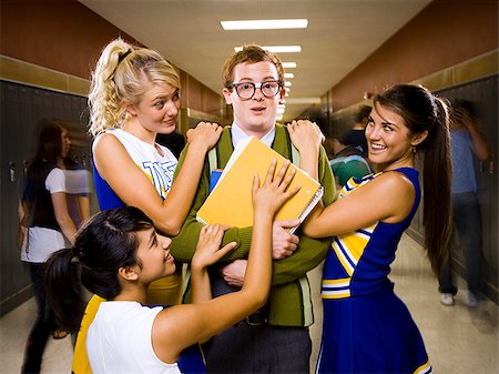 simsearch:640-02765460,k - Three female and one male High School Students. Stock Photo - Premium Royalty-Free, Code: 640-02776435
