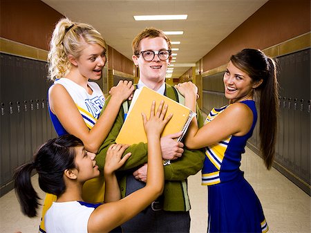 Three female and one male High School Students. Stock Photo - Premium Royalty-Free, Code: 640-02776437