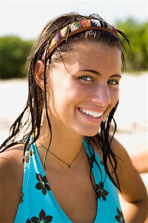 swim wear teen girl - Young woman at the beach. Stock Photo - Premium Royalty-Free, Code: 640-02776663