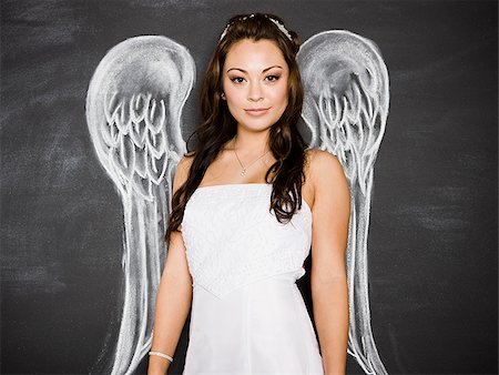 woman with angel wings Foto de stock - Sin royalties Premium, Código: 640-02777830
