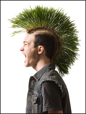 man with a green mohawk Stock Photo - Premium Royalty-Free, Code: 640-02779200