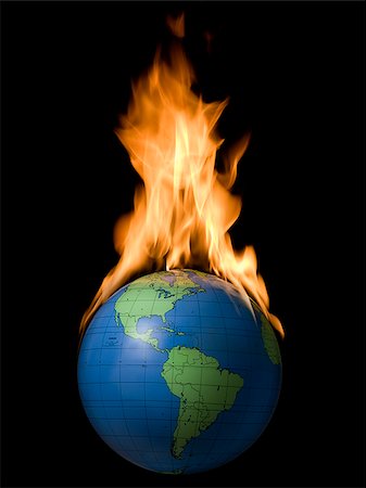 devastation - globe on fire Stock Photo - Premium Royalty-Free, Code: 640-02952168