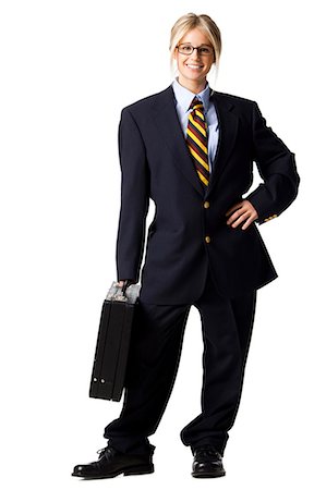 Studio portrait of businesswoman with briefcase Stock Photo - Premium Royalty-Free, Code: 640-03257513