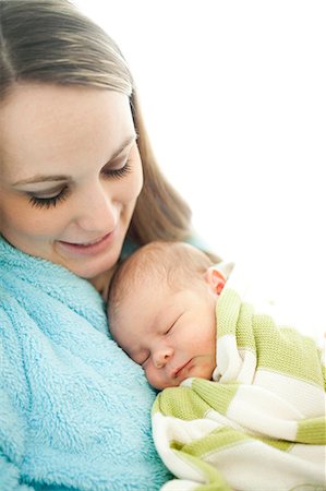 USA, Utah, Provo, Mother embracing baby boy (0-1 months) Stock Photo - Premium Royalty-Free, Code: 640-03257600