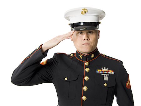 saluting - US marine saluting Stock Photo - Premium Royalty-Free, Code: 640-03258223