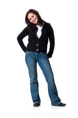 person standing cut out facing camera full length and one person - Woman smiling Stock Photo - Premium Royalty-Free, Code: 640-03264160