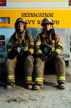 Portrait of two firefighters Stock Photo - Premium Royalty-Free, Code: 640-03262164