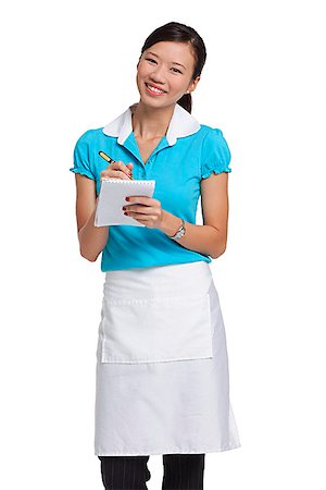 Waitress smiling at camera, taking order Stock Photo - Premium Royalty-Free, Code: 656-01766861