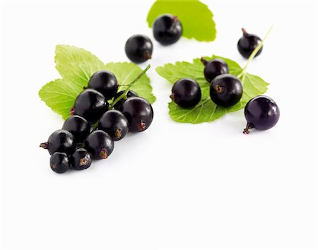 Blackcurrents with leaves Foto de stock - Sin royalties Premium, Código: 659-06154434