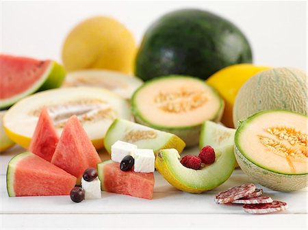 simsearch:659-06306291,k - Various types of melon with feta and salami Stock Photo - Premium Royalty-Free, Code: 659-06152701