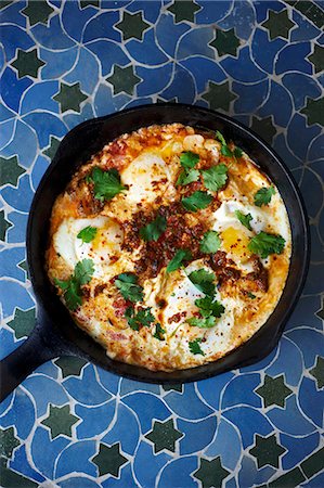 Pan Cooked Moroccan Egg Dish with Harissa Stock Photo - Premium Royalty-Free, Code: 659-06153977