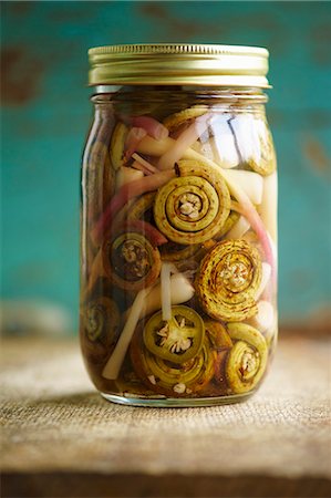 Jar of Pickled Fiddleheads Stock Photo - Premium Royalty-Free, Code: 659-06153995