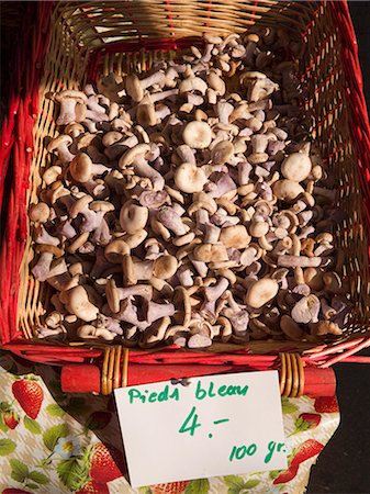 simsearch:659-06187957,k - Panier de champignons Bluefoot sur le marché de Carouge est à Genève en Suisse Photographie de stock - Premium Libres de Droits, Code: 659-06187954