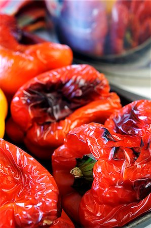 Grilled peppers on a baking tray Stock Photo - Premium Royalty-Free, Code: 659-06307722