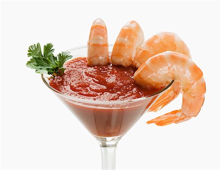 stem - Shrimp Cocktail Served in a Stem Glass; White Background Stock Photo - Premium Royalty-Free, Code: 659-06494467