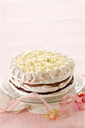 simsearch:659-06185283,k - Chocolate layer cake with meringue Stock Photo - Premium Royalty-Free, Code: 659-06902991
