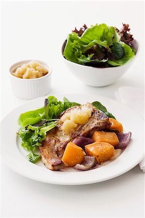 pork chop - Pork chop with apple sauce Stock Photo - Premium Royalty-Free, Code: 659-06903710