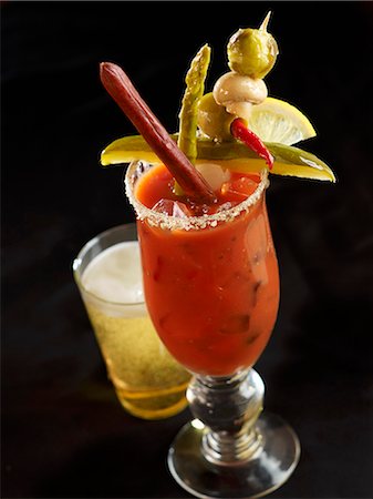 Bloody Mary with Assorted Garnishes Stock Photo - Premium Royalty-Free, Code: 659-06903843