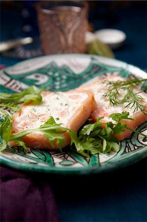 simsearch:659-07597225,k - Salmon terrine with dill and rocket Stock Photo - Premium Royalty-Free, Code: 659-07027351