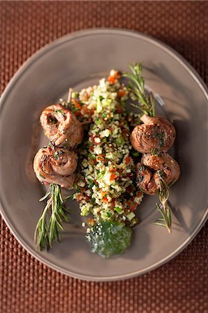 simsearch:659-08148038,k - Rosemary skewers with lamb fillet and tabbouleh Stock Photo - Premium Royalty-Free, Code: 659-07597277
