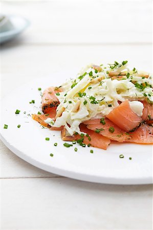 simsearch:659-07597225,k - Smoked salmon with Waldorf salad Stock Photo - Premium Royalty-Free, Code: 659-07610093